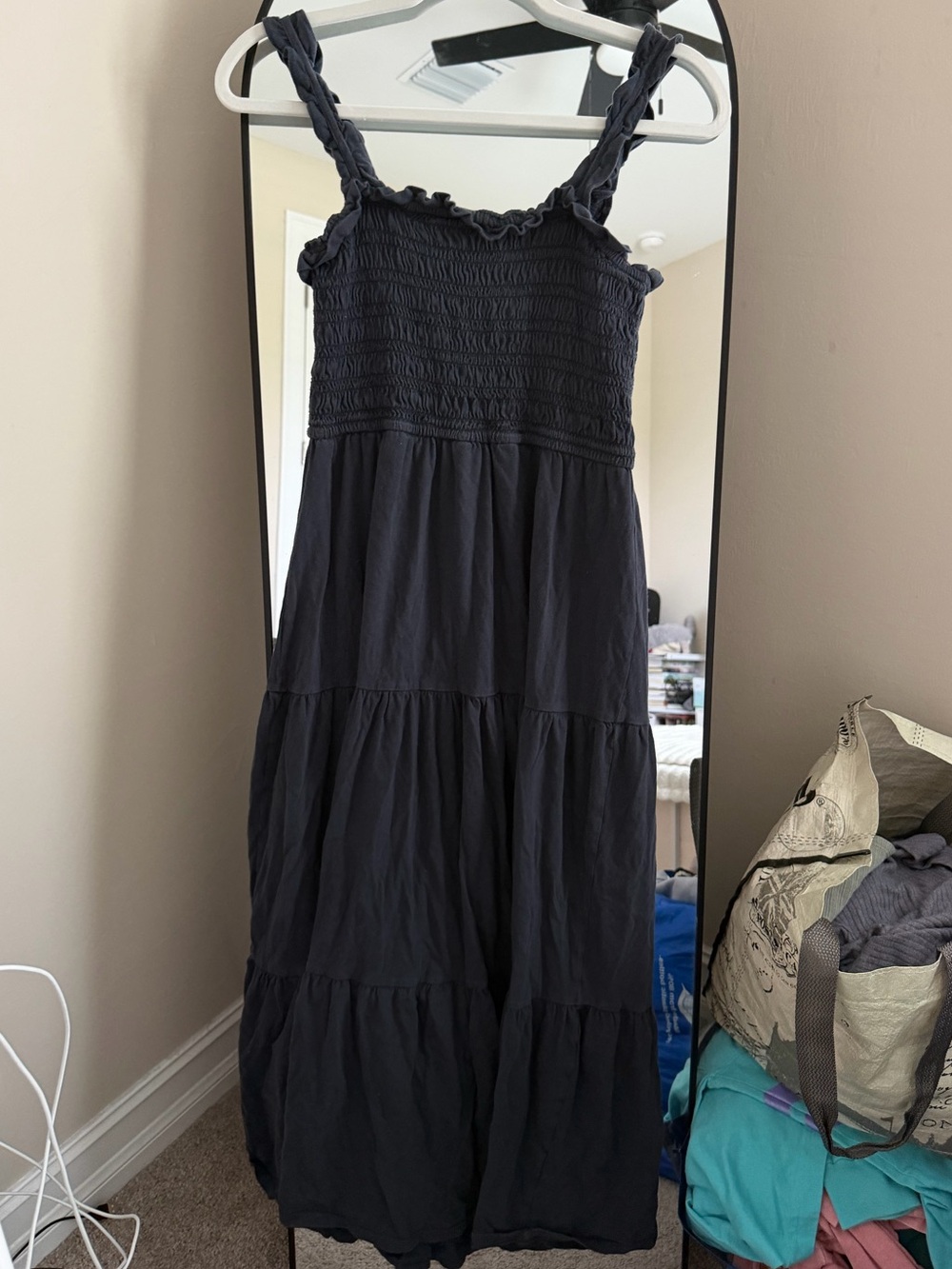 American Eagle Outfitters Black Smocked Tiered Maxi Dress
